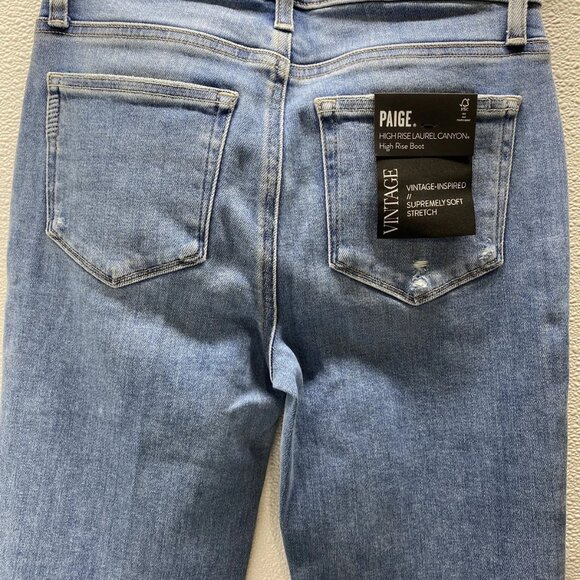 Paige Women’s High-Rise “Laurel” Bootcut Jeans w/ Raw Hem - Picture 5 of 14